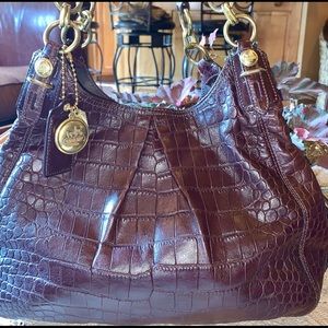 Embossed Leather Coach Bag